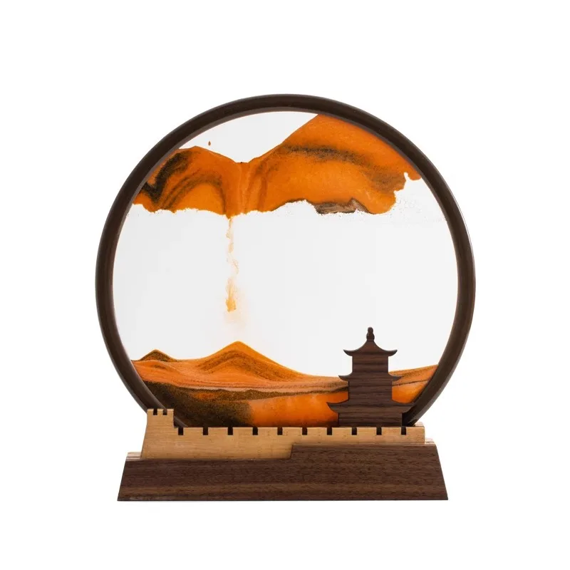 

Flow hourglass ornament, wood home decoration sand painting ornament, creative office merchandise gifts