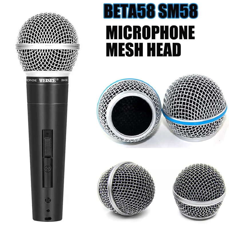 Accesorios de repuesto para micrófono BETA58 SM58, cabezal de red, micrófonos, cabezal de malla metálica, 1 unidad