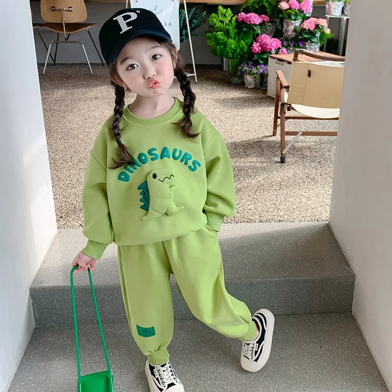 

Unisex Sportswear Girls Clothing Set Cartoon Dinosaur Toddler brother sister Tracksuit Kids boys Sets Outfit Hoodies and Pants