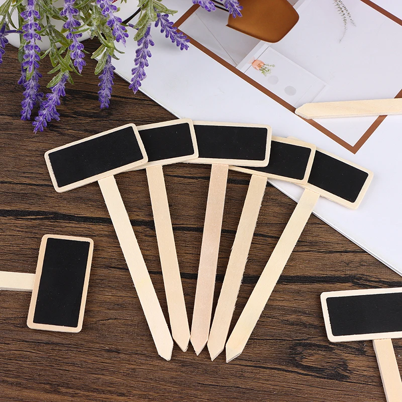 10Pcs Mini Wooden Blackboard Plant Labels Chalkboard Markers For Flower Pot Seed Potted Herbs Vegetables Plant Label