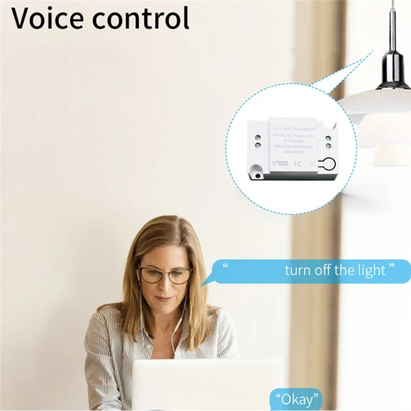 AM-Tuya 433Mhz RF Remote Control Switch 10A Relay Receiver Mini Round Button Wall Panel Switch For Led Light Lamp Fan