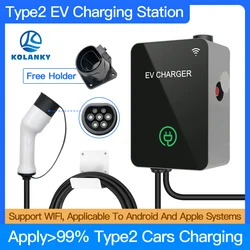 EV Charger Station 32A 3 Phase With Type 2 IEC 62196-2 Plug Electric Vehicle Charging EVSE Wallbox With APP WIFI Smart