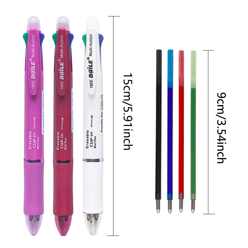 Mehrfarbiger 5-in-1 0,7 mm löschbarer Gelstift, Schwarz, Blau, Rot, Grün, magische Tinte, 0,5 mm Druckbleistift, Schule, Büro, Schreibzubehör – Detail 1