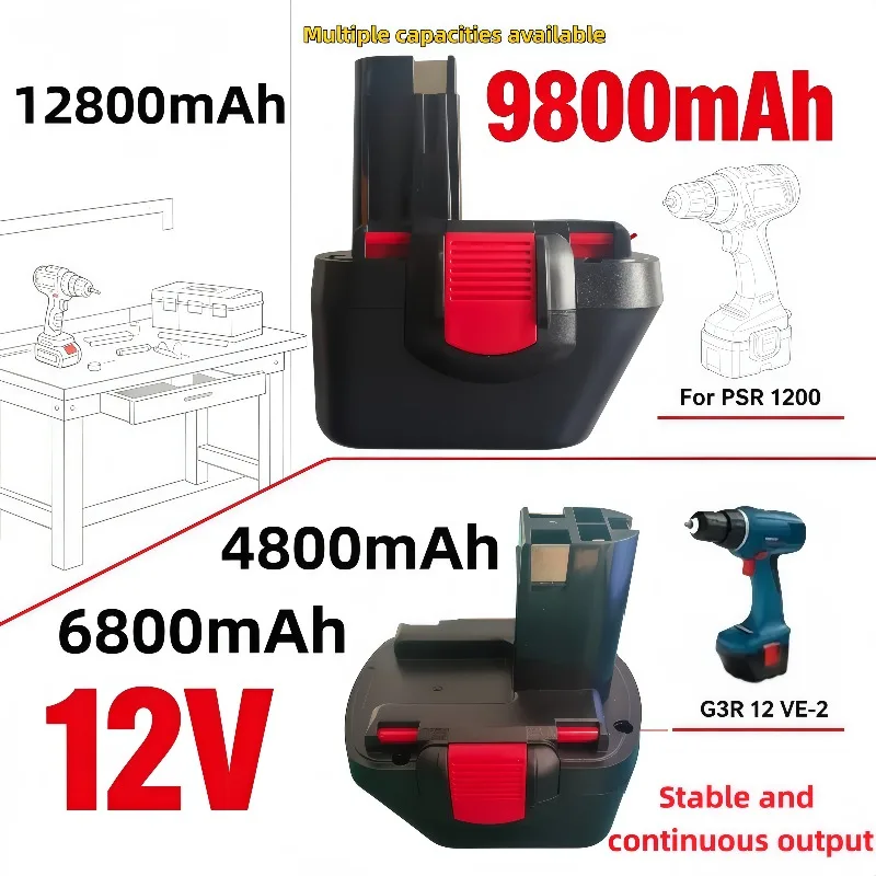 Аккумуляторная дрель 12В Ni-MH, 4800-12800 мАч, замена для BAT038 BAT040 BAT043 D70745 PSR12 GSB12 GSR12