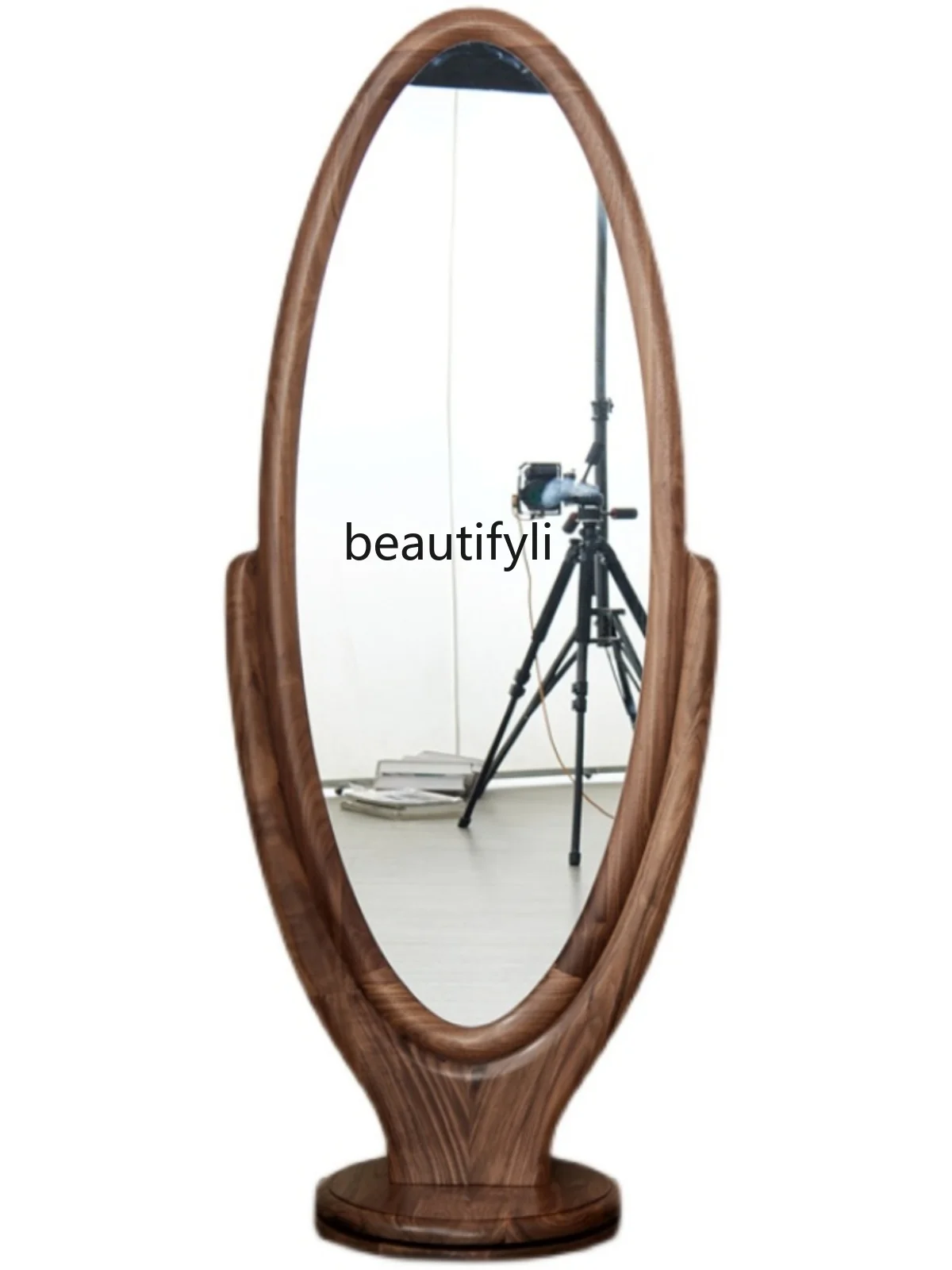 

Black Walnut Wooden Dressing Mirror 360 Degrees Rotating Full-Length Mirror Home Floor Mirror New Chinese Style