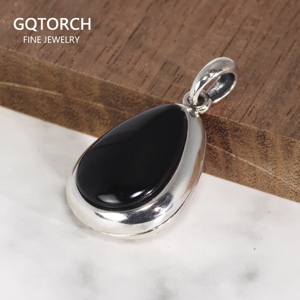 925 Sterling Silver Pendant Openable Inlaid Black Agate Pendant Ladies Vintage Gift Jewelry