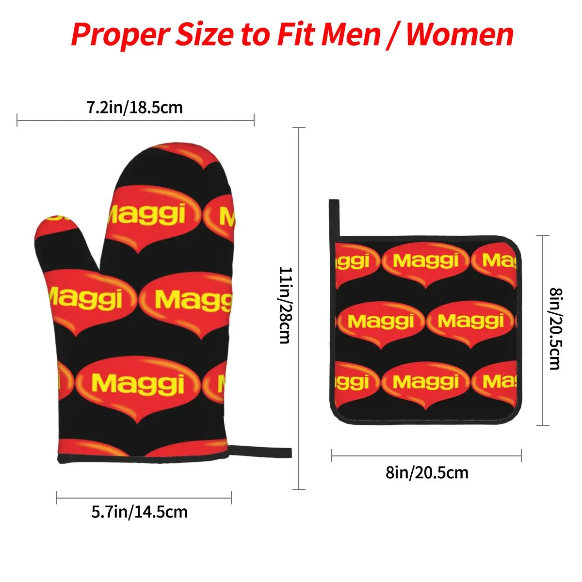Lifetime Maggi Oven Mitts and Pot Holder Sets of 4 for Baking Kitchen Cooking Grilling Resistant Non-Slip Gloves