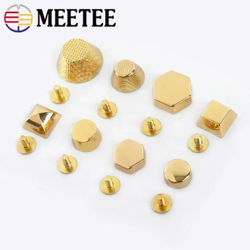 Meetee 10/20/30pcs Metal Studs Buckle For Bag Rivet Screw Handbag Bottom Decor Nails DIY Leather Craft Hardware Accessories