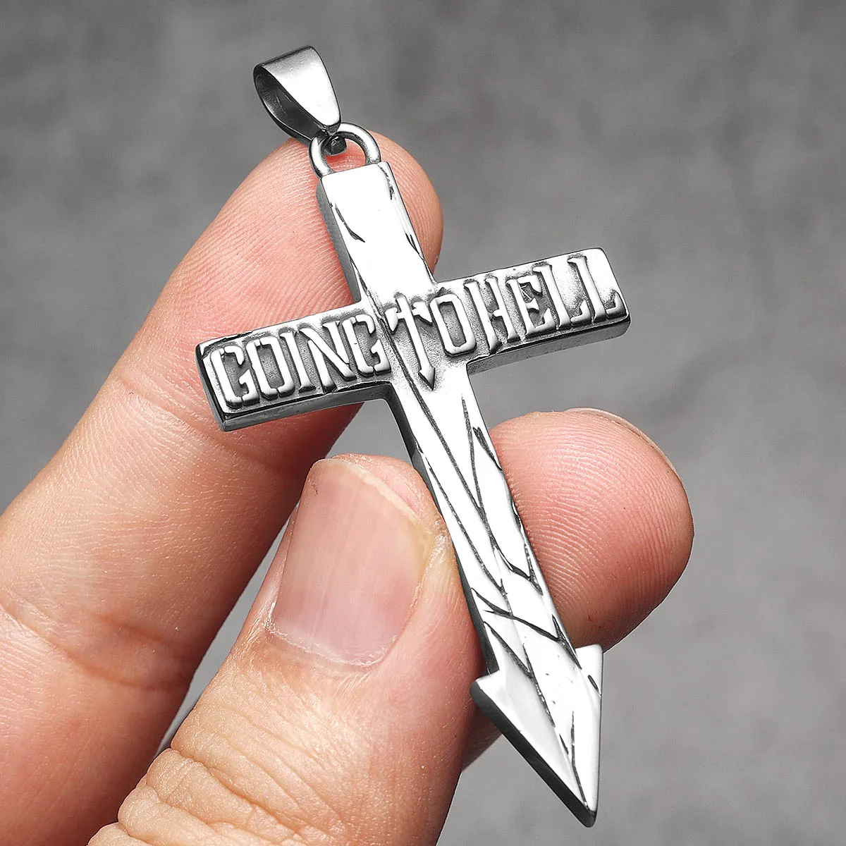 Going To Hell Arrow Cross Men Necklaces Stainless Steel Pendant Chain Women Jewelry Punk Fashion New In Wholesale Dropshiping