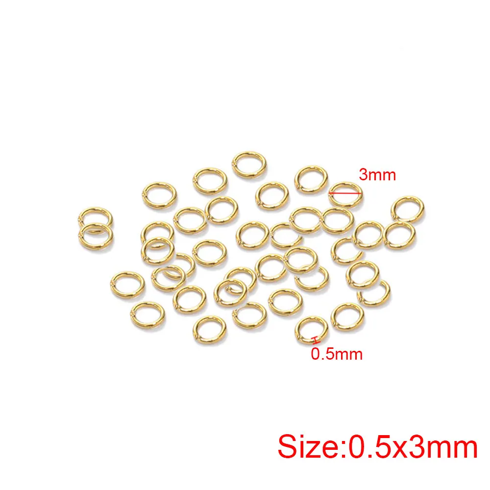 100 pçs de aço inoxidável 3/4/5/6/8mm cor do ouro saltar anéis rachados para diy jóias fazendo colar anéis acessórios