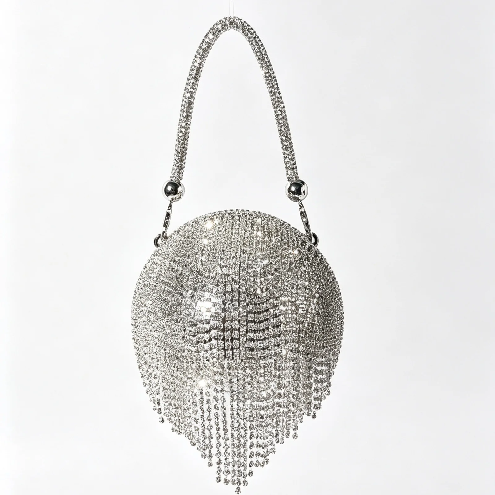 Rhinestone Tassel Evening Bags for Women Handbag Round Ball Shoulder Bags Diamonds Spherical Party Wedding Clutch Ladies Purses