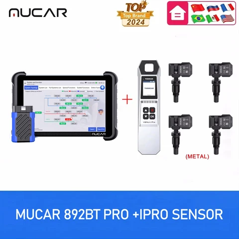 Диагностический сканер MUCAR 892BT PRO OBD2 с поддержкой протоколов J2534, CANFD, DOIP, топологическим отображением, 35 функциями сброса и пожизненным бесплатным обновлением