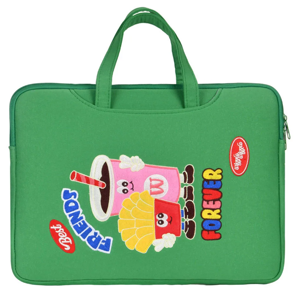 Cute Green French Fries Cola Pattern Laptop Bag Shockproof Large Capacity Portable Fashion Handbag Computer Bag For Women