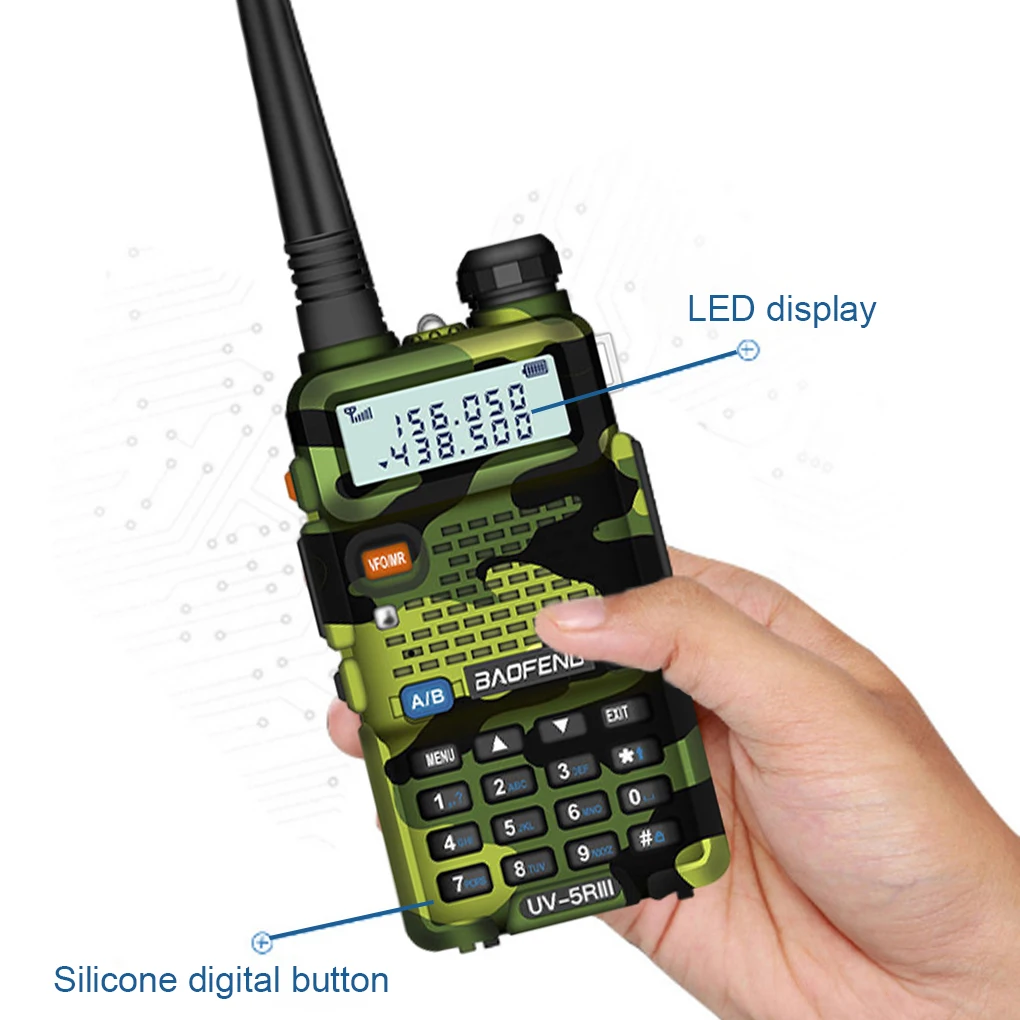 Baofeng Walkie talkie、イヤピース付きポータブルトランシーバー、UV-5R dualband、双方向ラジオ、vhf、136-174mhz、400-520mhz、fm