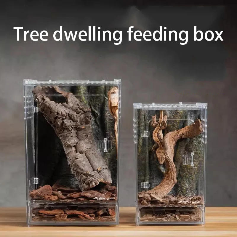 Reptile Terrariums Lizard Gecko Terrarium Front Opening Reptile Breeding Cage Mini Transparent Landscaping  Acrylic Arboreal Box