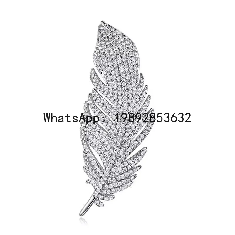 

Elegant feather brooch - high-end women's fashion, stylish and chic corsage pin, trendy accessory for suits