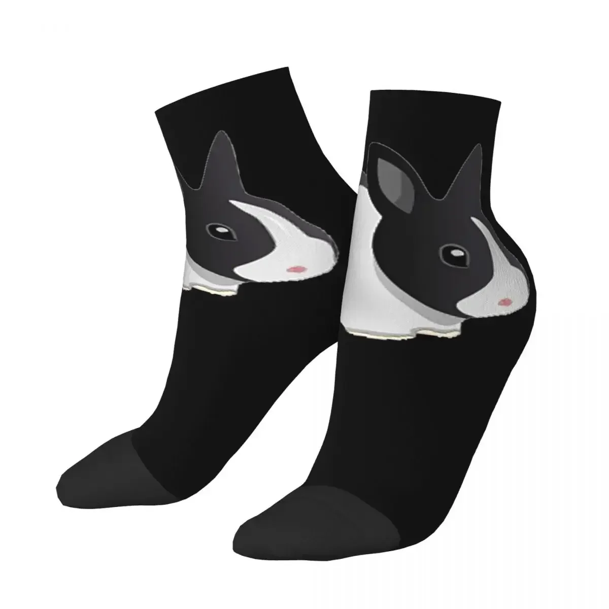 Dutch Black And White Rabbit Socks Harajuku High Quality Stockings All Season Socks Accessories for Man's Woman Christmas Gifts