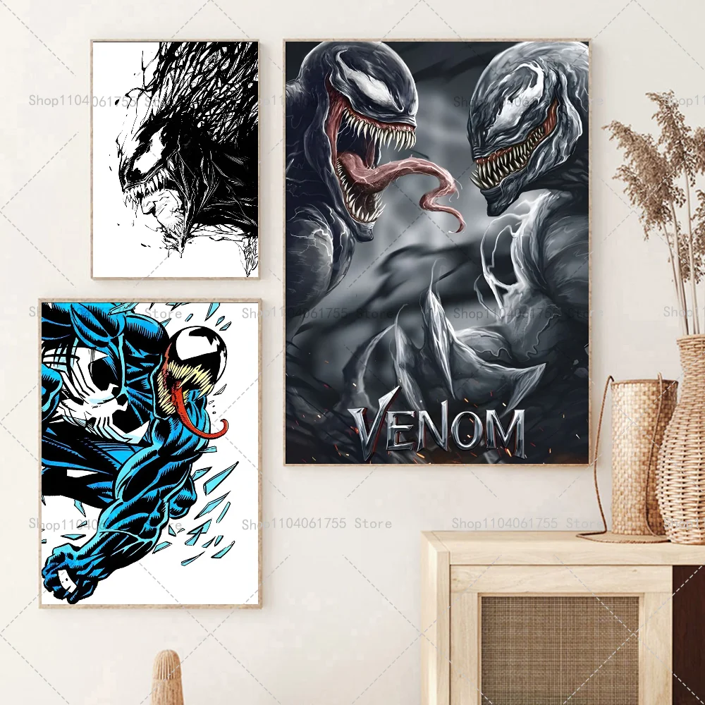 1PC Venom Marvel Movie Characters Poster Self-adhesive Art Waterproof Paper Sticker Coffee House Bar Room Wall Decor