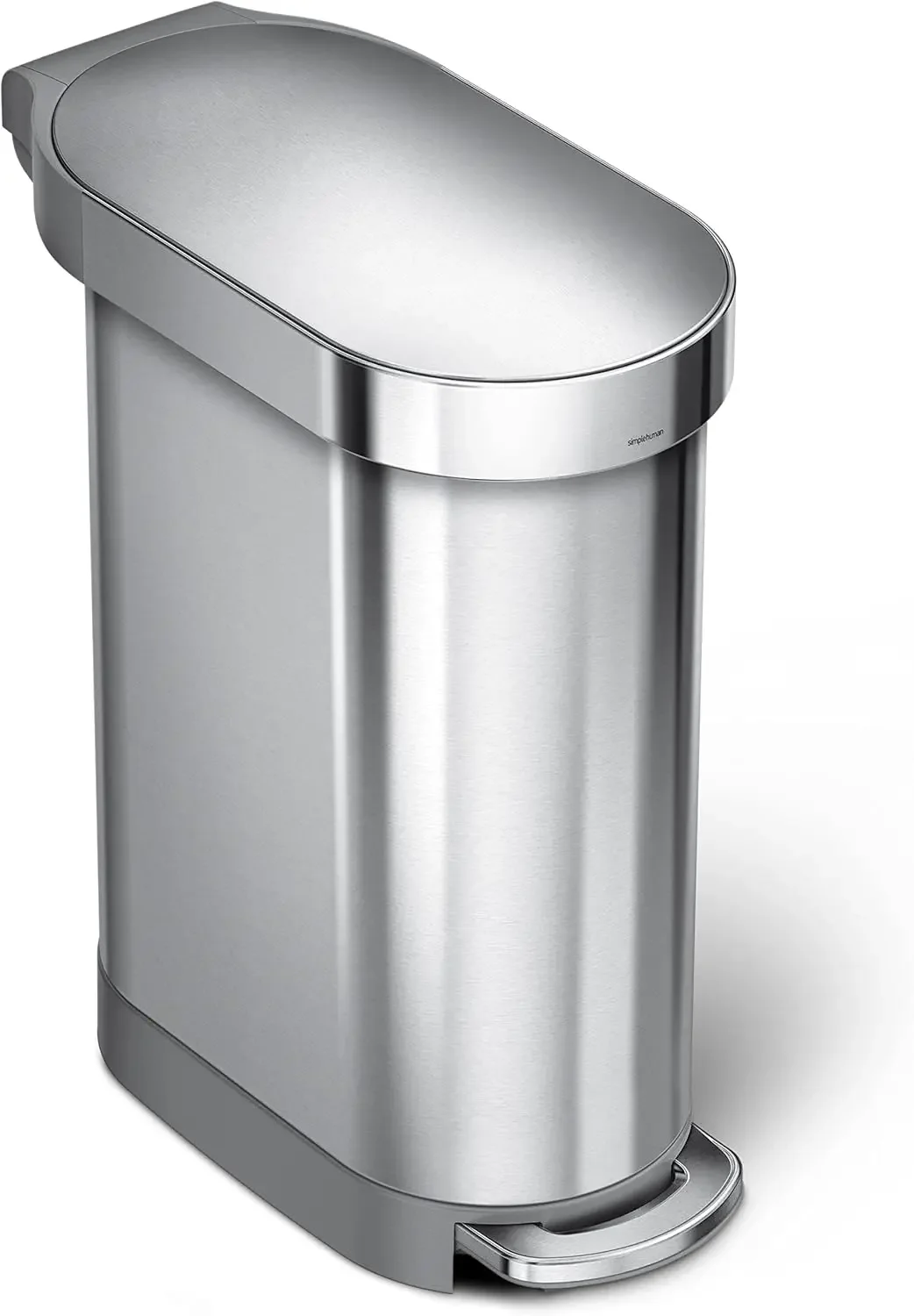 45 Liter / 12 Gallon Slim Hands-Free Kitchen Step Trash Can, Brushed Stainless Steel