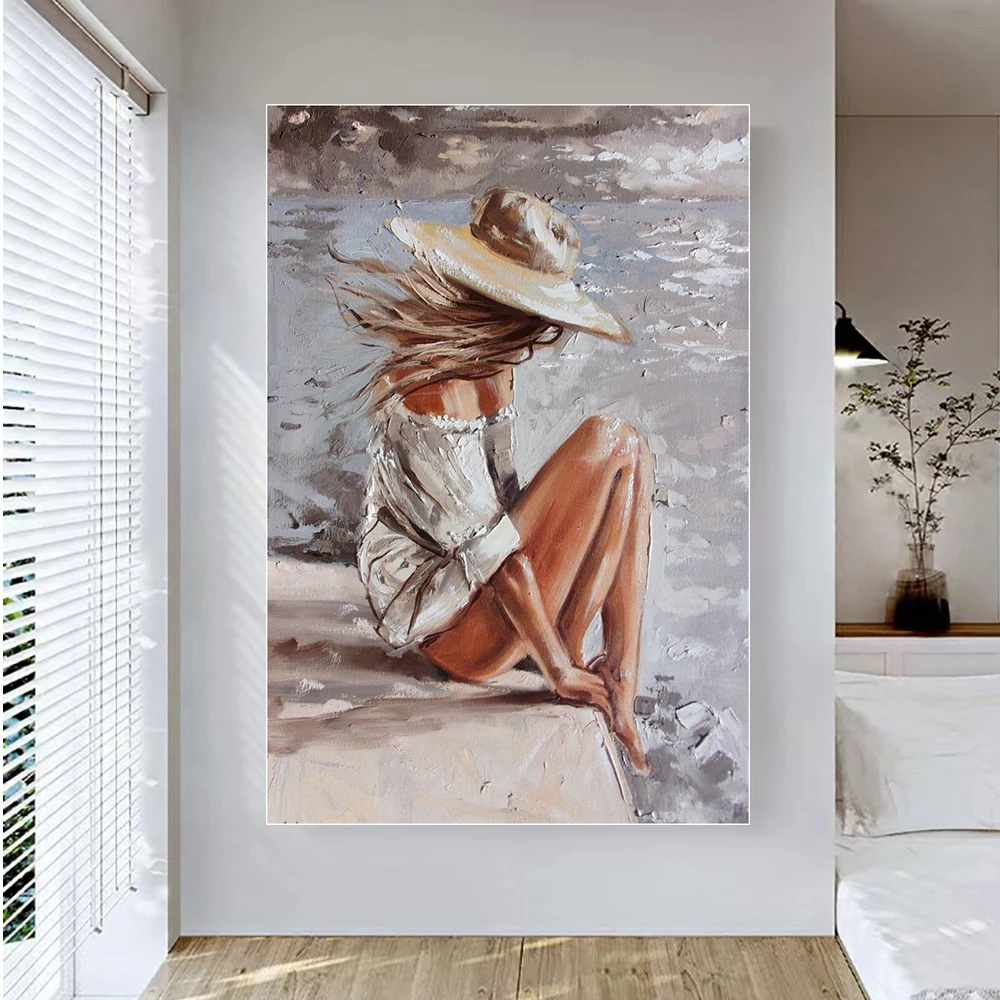 Abstract Painting Of Characters, Oil Paintings Of Sexy Beach Women, Boho Portrait Posters Room Wall Art Pictures For Home Decor