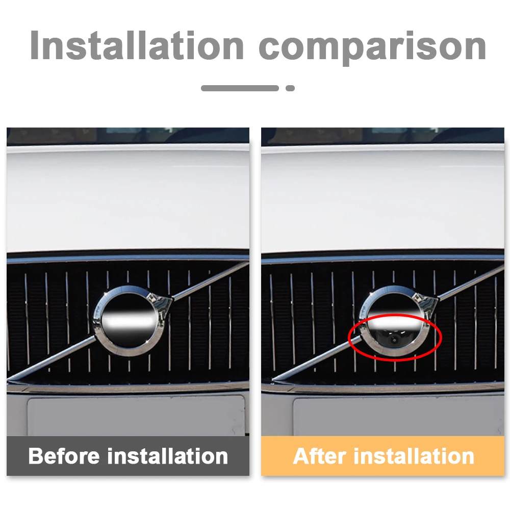 Car Front View Camera For Volvo XC60 V50 XC40 EX30 OEM HD Night Vision Fisheye Wide Angle 150° Universal Parking Surveillance