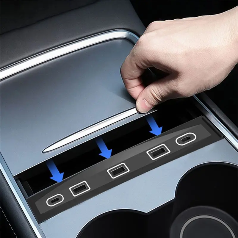 HOT-27W Quick For 2021-2022 Tesla Model 3 Model Y Docking Station USB Shunt Hub Model 3 Model Y Parts Kits,27W Quick Cha
