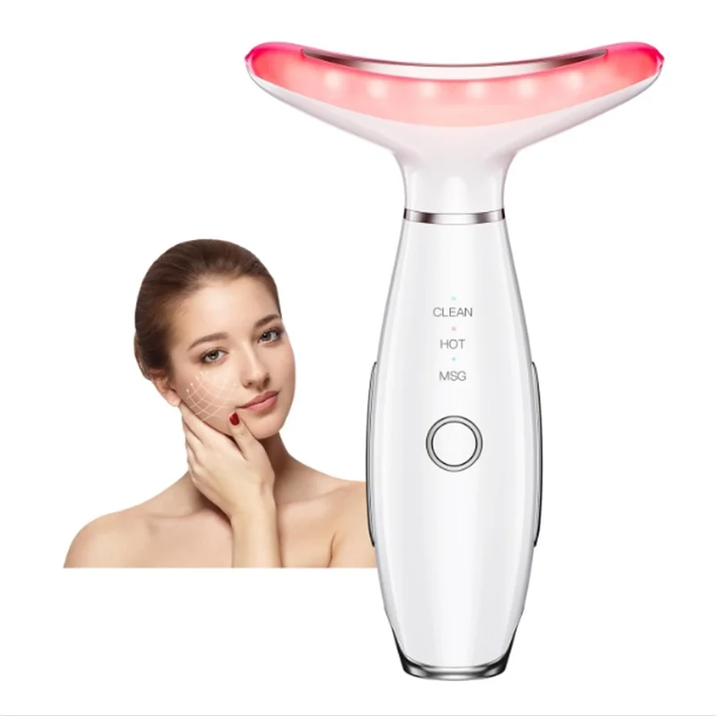 Face And Neck Massager, Beauty Instrument With 3 Colour Modes Vibrating Massager, Beauty Tools For Women, Birthday And Valentine