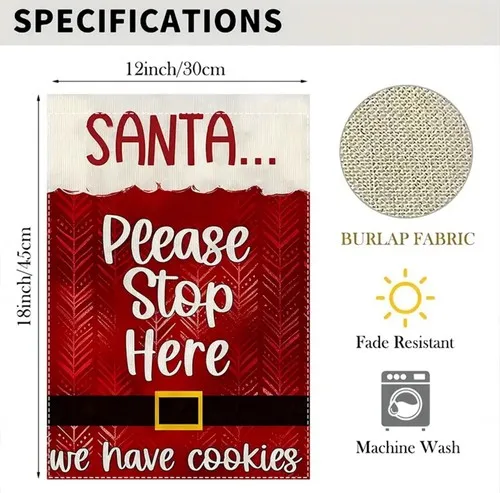 Garden flag, 12” x 18”, please stop here, burlap polyester double-sided UUI GGX