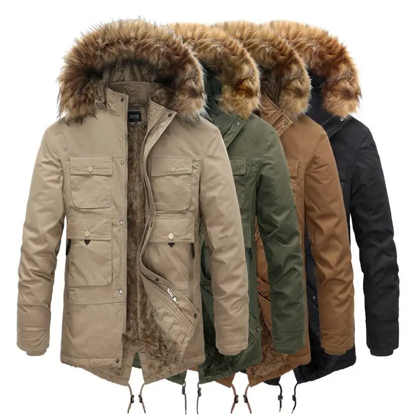 

2022 Winter CoatMen'sFleece Cotton Jacket Men Thickened Hooded Warm Jackets Male Big Size Cotton Jacket Hombres Clothing w414