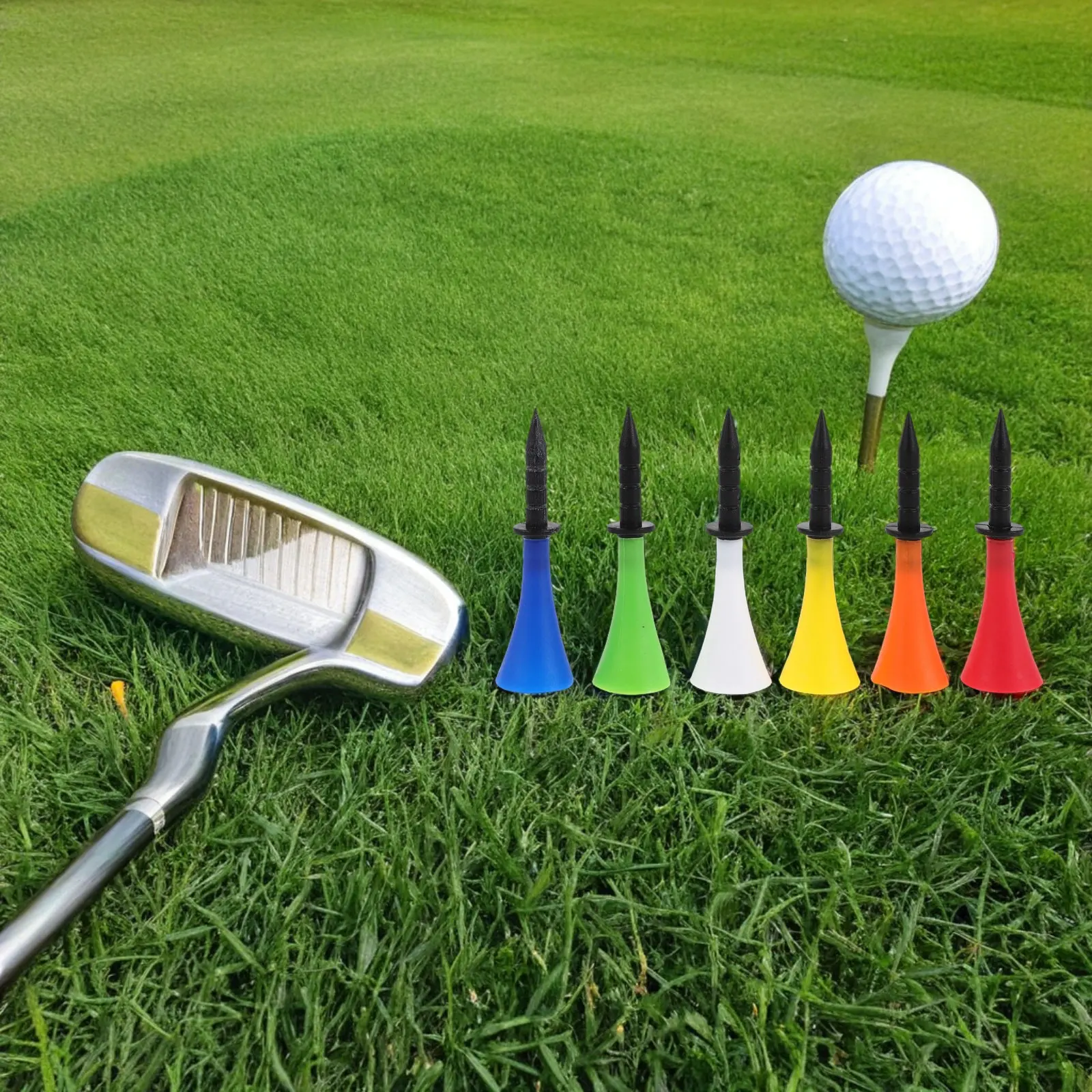 

30Pcs Silicone Cushion Golf Tees Absorbing Plastic Golf Ball Holder Stable Practice Tees for Driving Range Turf Mats