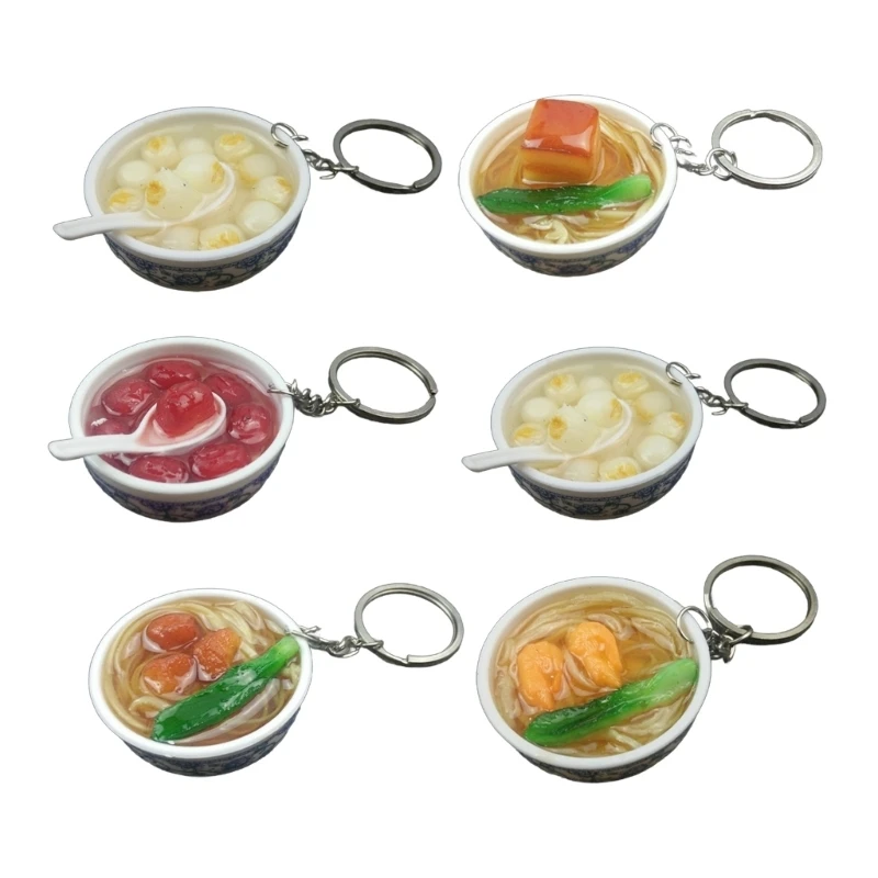 C90C 6Pcs Simulation Keychain Artificial Keyring Creative Delicious Kitchen