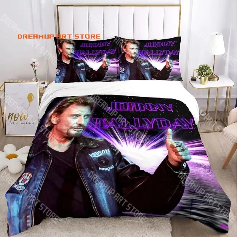 2026 3D Print Johnny Hallyday Rock Bedding Set Single Twin Full Queen King Size Bed Set Adult Kid Bedroom Duvetcover Set