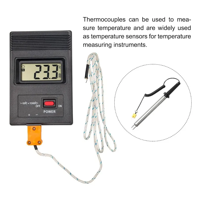 Meccanixity Oppervlak Thermokoppel Sonde K Type Gele Opgerolde Draad 0 Tot 1000c Voor Metalen Oppervlaktetemperatuurmeting