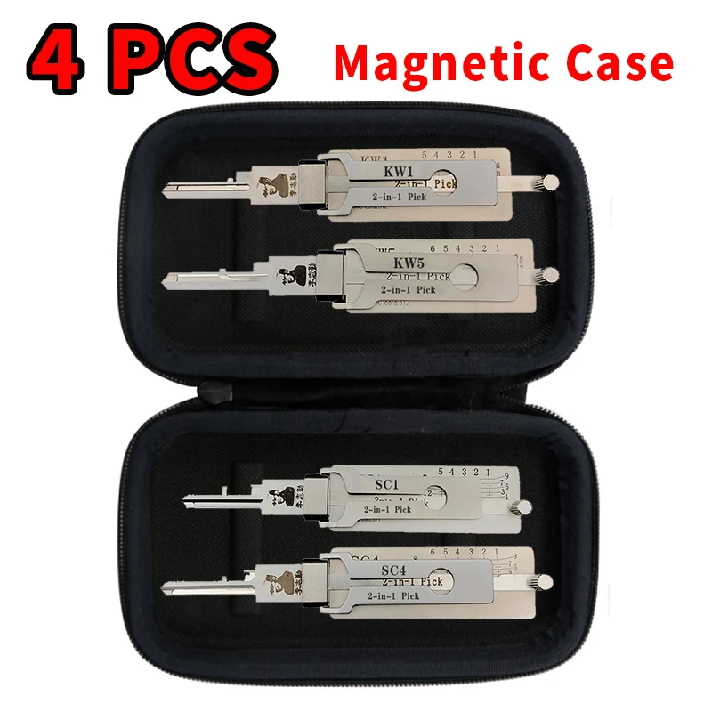 

4PCS KW1 KW5 SC1 SC4 Lishi 2-in-1 With Magnetic Bag For Kwikest Lock For SCHLAGE Lock Decoder Civil lock core Open Tool