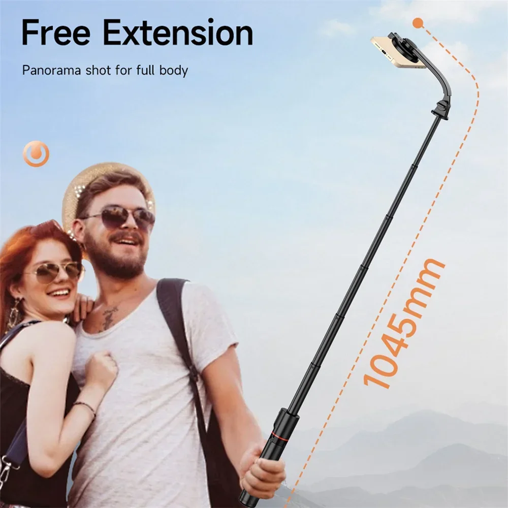 Magnetic Mini Extendable Selfie Stick Tripod Holder Stand with Bluetooth Wireless Remote for Magsafe IPhone 15 Android Monopod