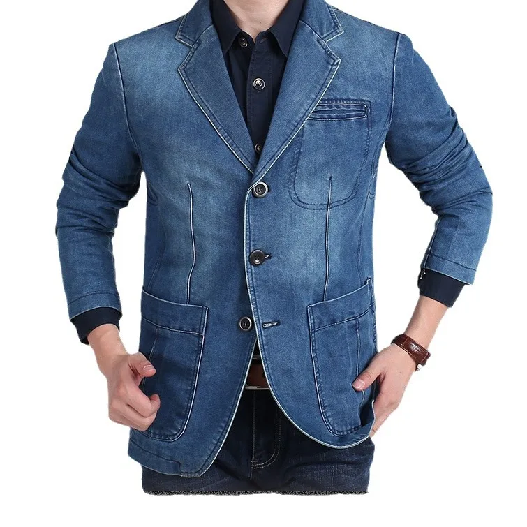 Spring and Autumn Denim Casual Loose Jacket Coat Men