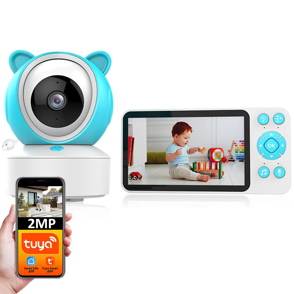 Tuya Smart Life APP 1080P FHD Wireles WiFI Video Baby Nanny PTZ Lullaby Temperature IR Night Vision Camera with Battery Monitor