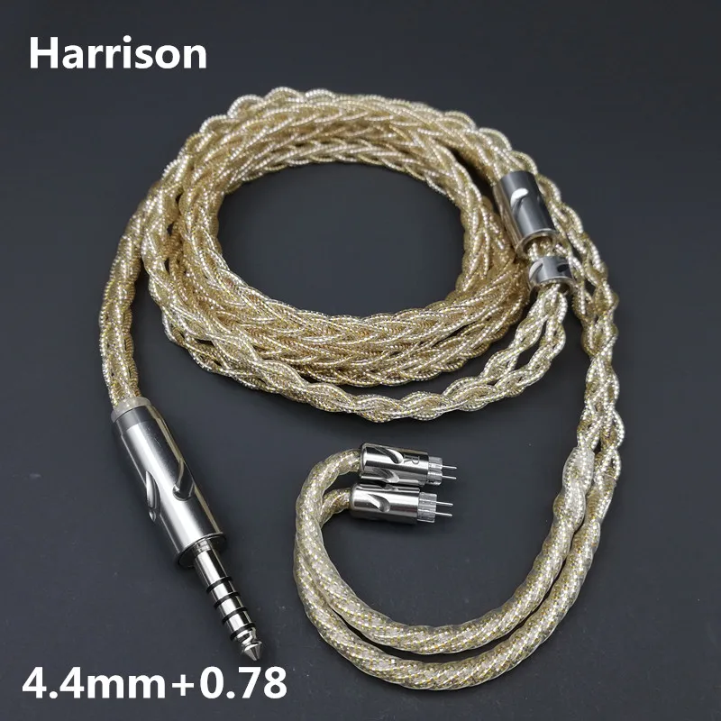 HIFI OCCHarrison8-strand Silver gold-plated foil earphone upgrade cable mmcx 0.78 2.5 4.4 3.5 Plug Sterling Silver Balance cable