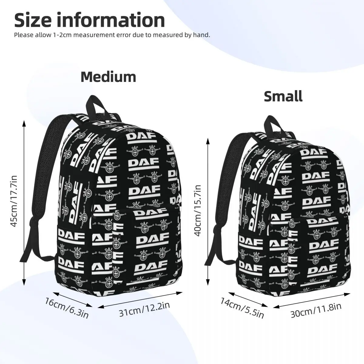 Daf Truck Classic Car Logo Backpack Daypack Large Capacity Children BookBag School Bag Shoulder Bags for Boys Girls