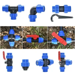 PE Water Pipe Connector Pipe Fittings 20/25/32/40/50/63mm Water Tube Direct Pipe Quick Valve Pipe Connector
