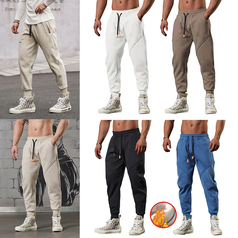 2023 Autumn Winter New Men Pants Thick Fleece Tracksuit Warm Sweatpant Korean Fashion Unisex Oversized Street Jogging Trousers