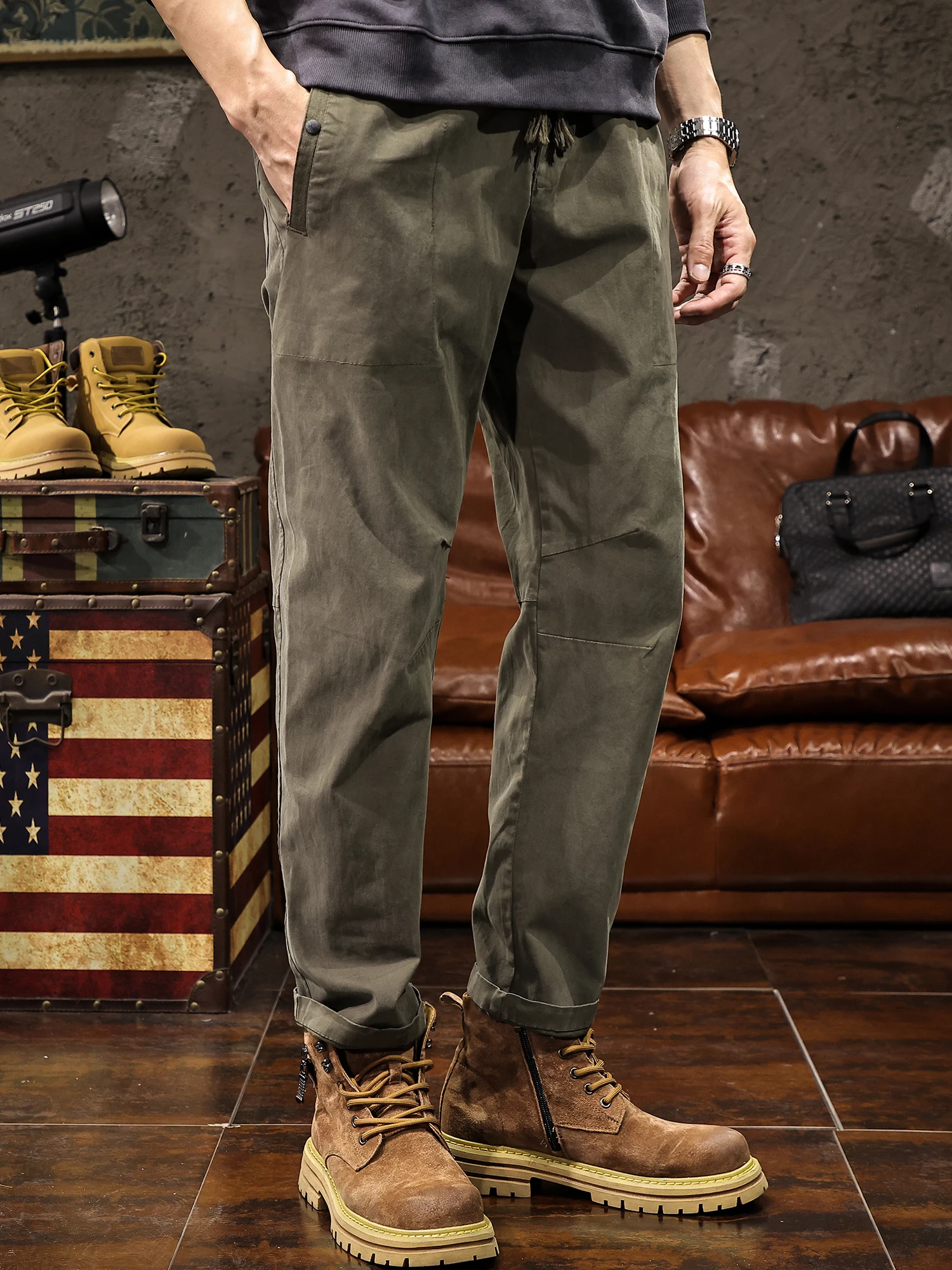 

Мужские повседневные брюки свободного кроя в стиле милитари, универсальные длинные брюки в американском ретро-стиле, простая рабочая одежда для осени и зимы
