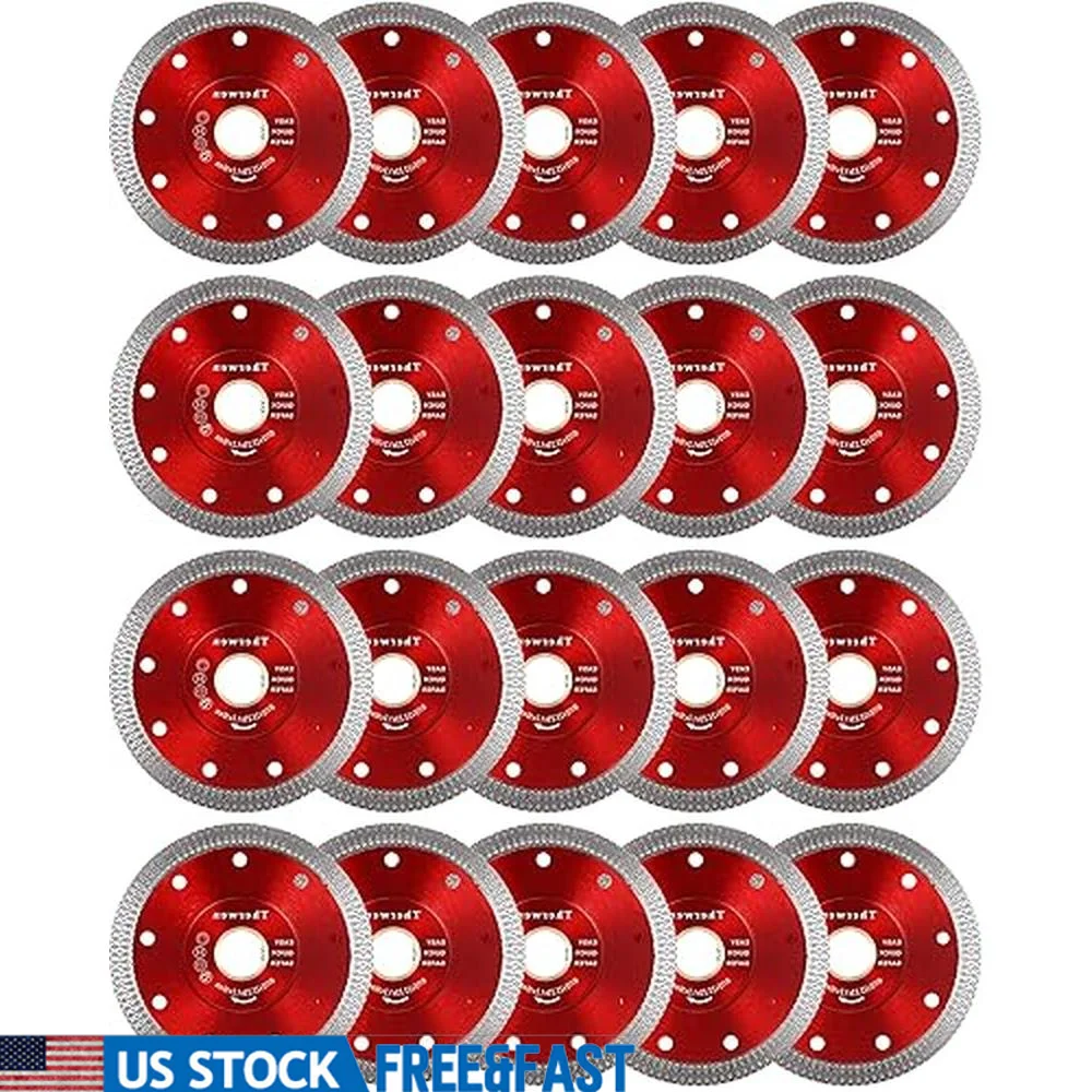 20-Pack 4.5'' Diamond Tile Blade Thin Cutting Wheel Angle Grinder Porcelain Ceramic Diamond Saw Blade Cutters Wet Dry Use