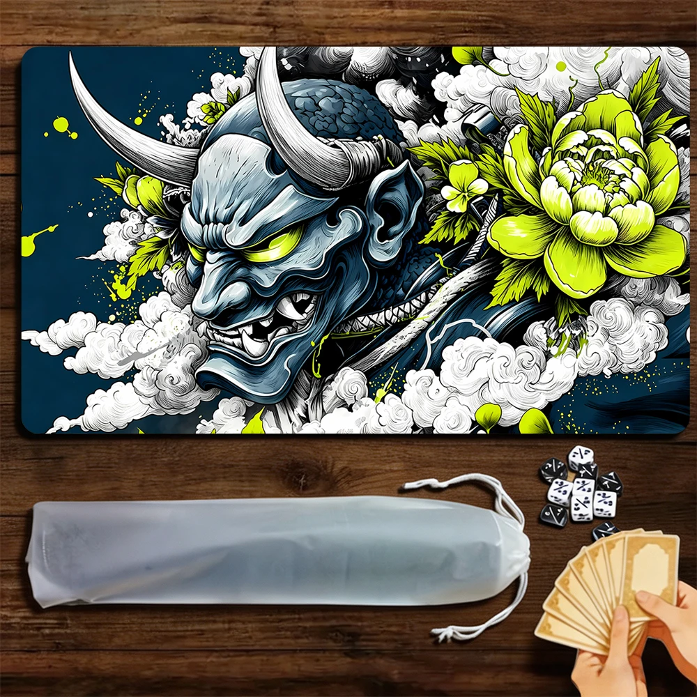 Tapis de jeu Lily et Ghost Samurai TCG, tapis de jeu Magic, tapis de jeu de cartes à collectionner avec bordure cousue et base antidérapante.