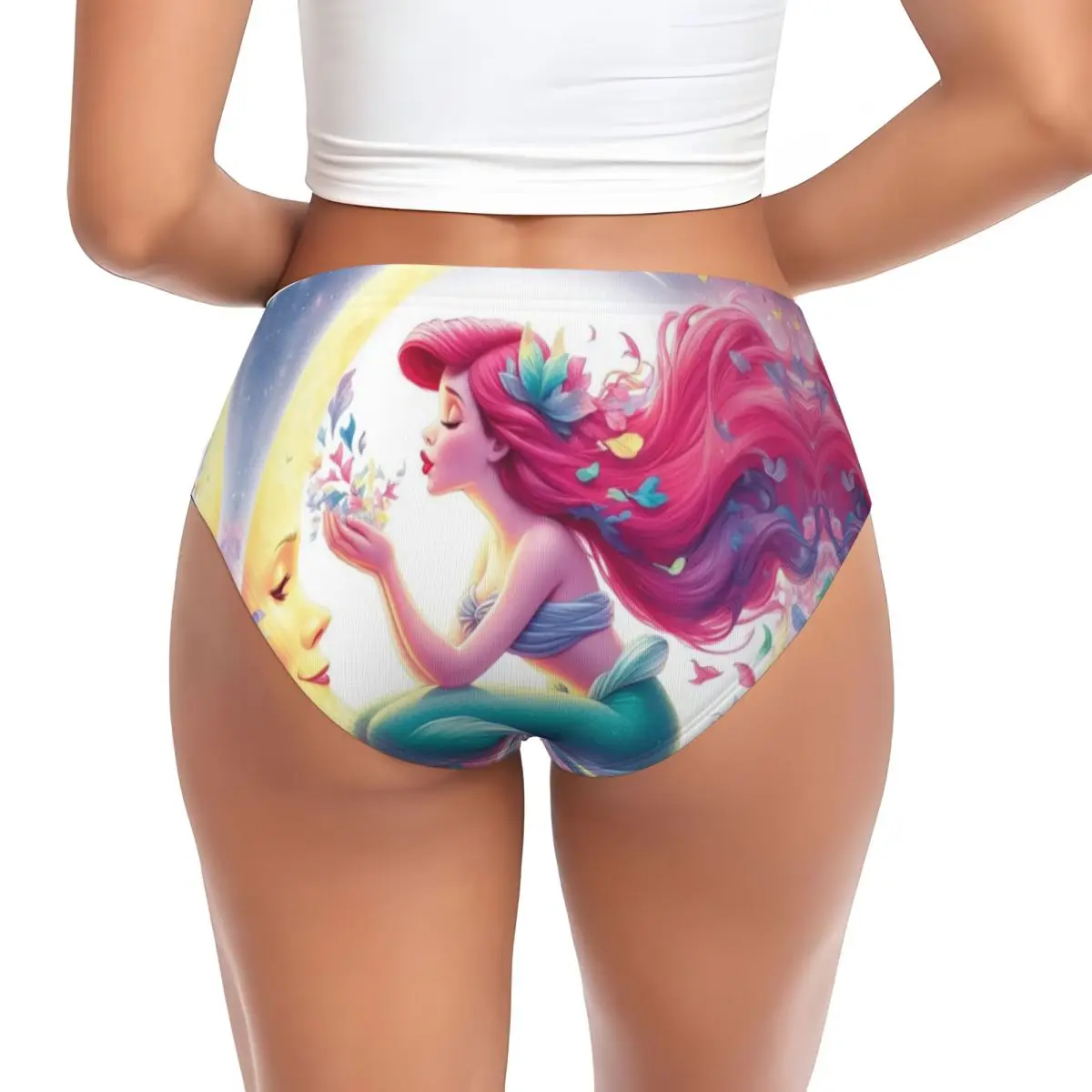 Benutzerdefinierte Ariel Die kleine Meerjungfrau künstlerische kurze Höschen Damen Stretch Unterwäsche