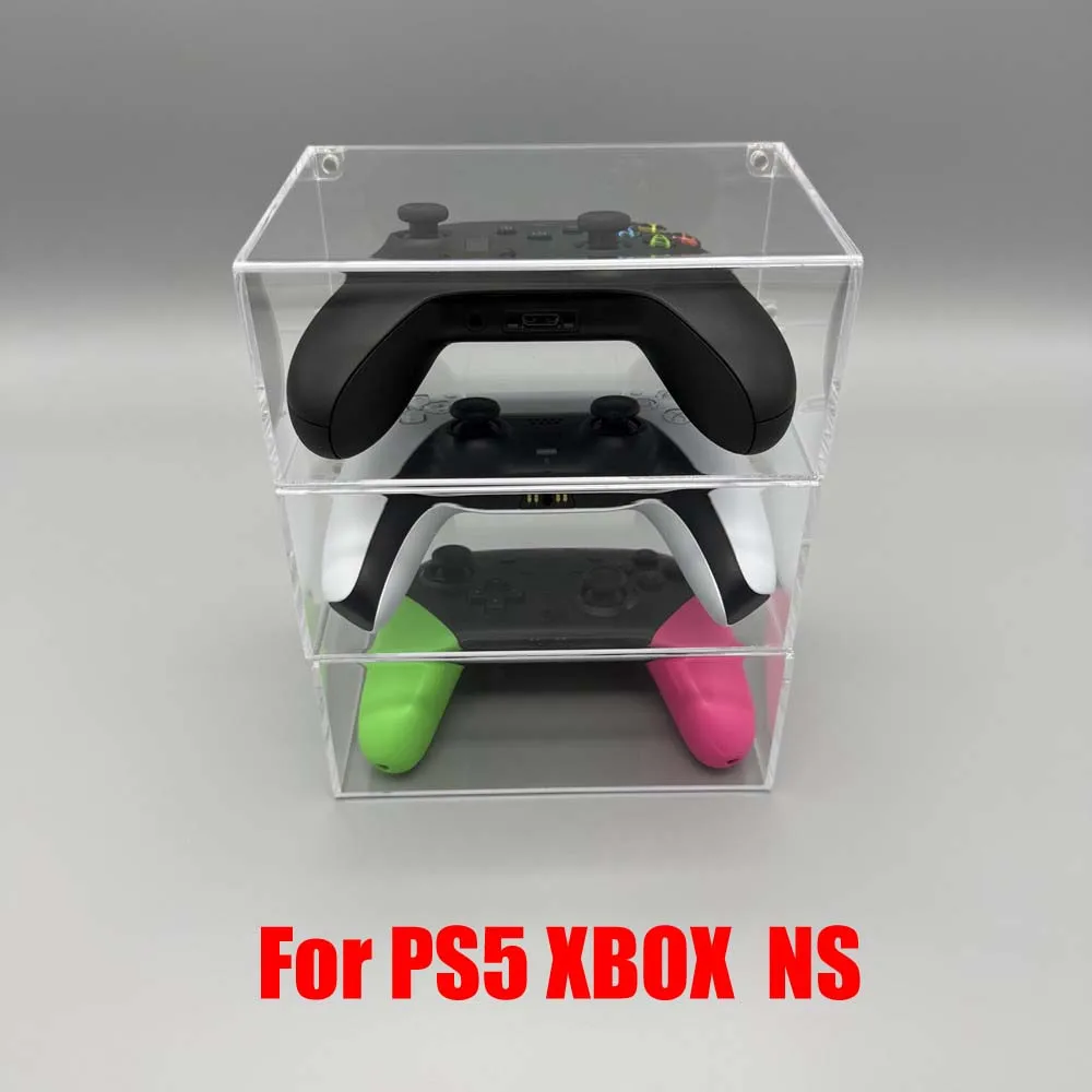 

5 шт. Коробка для хранения с ручкой для консоли PS5 SWITCH XBOX. Магнитная крышка, акриловая коробка высокой прозрачности. Можно штабелировать.