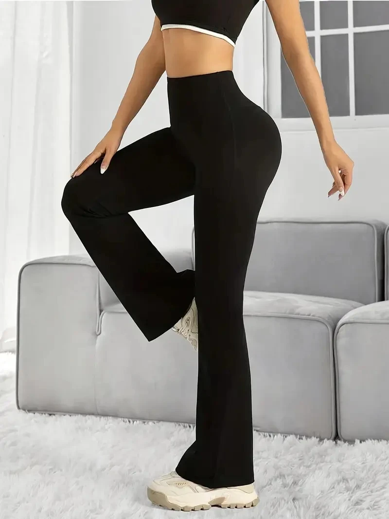 

High waisted yoga pants, slim fit women's sports pants, flared leg compression fitness running pants, hip lifting pants