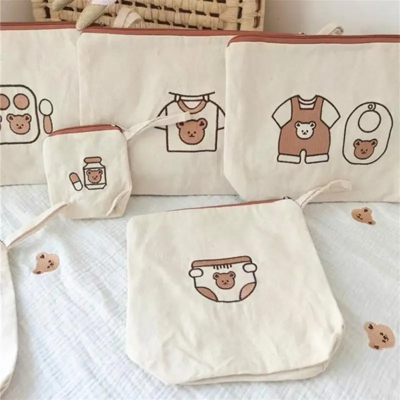 

K9FF Canvas Storage Bag Corean Bear/Squirrels Baby Essential организаторы устанавливают внутренний водонепроницаемый мешочек для