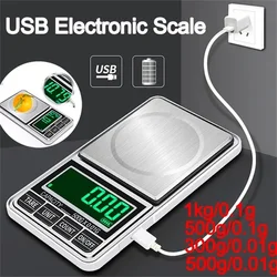 High Precision 0.01g/0.1g Portable Mini Pocket Jewelry Scale USB Rechargeable Digital Electronic Scale Weight Balance Gram Scale