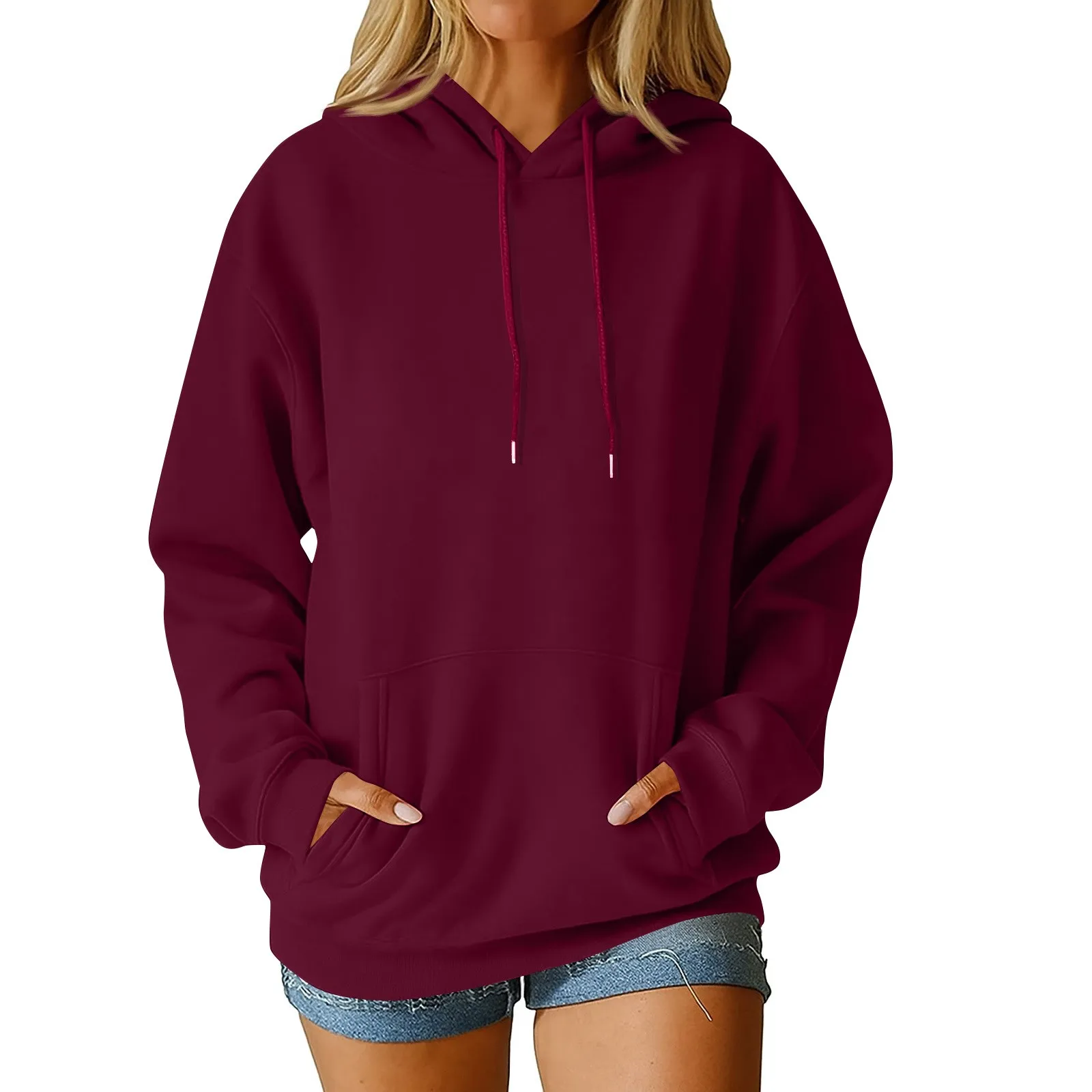 เสื้อผู้หญิงแขนยาว คอ R เสื้อแฟชั่นฤดูใบไม้ร่วง เสื้อลำลอง เสื้อคลุมทำงาน เสื้อฮู้ดผู้หญิง เสื้อผู้หญิง